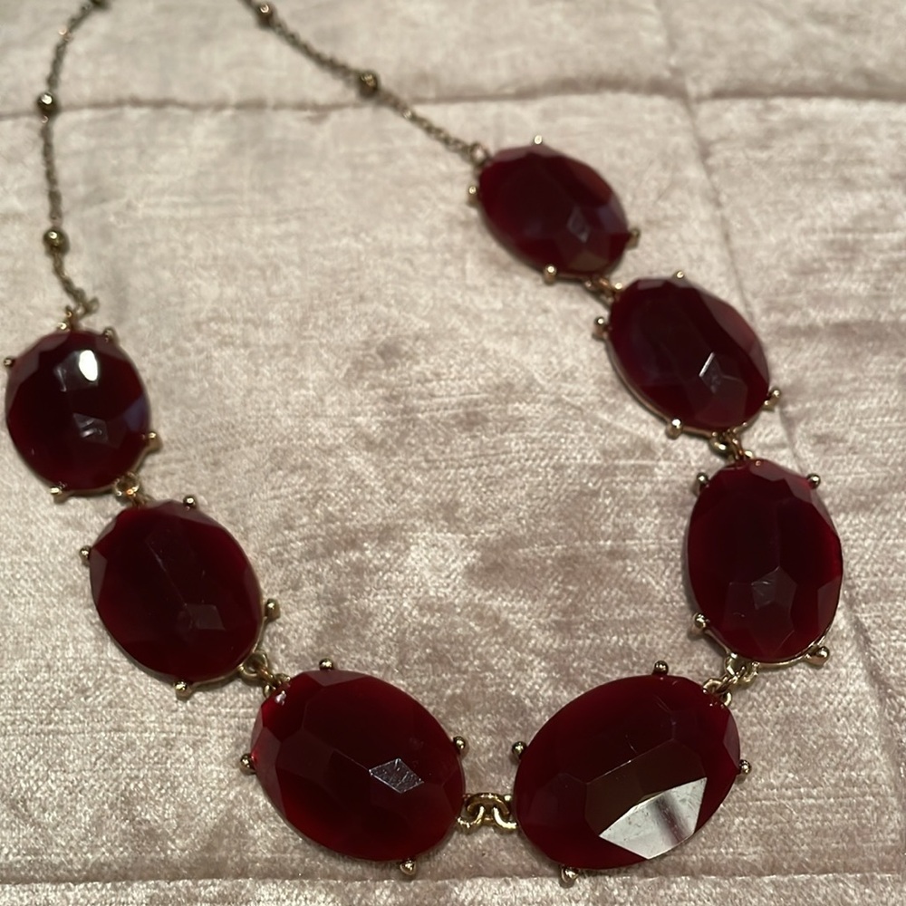 Dark Cherry Red Lucite Necklace 18-20”